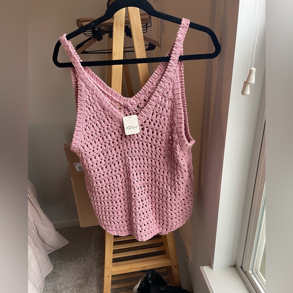 NWT Free people pink dune fauxchet tank; size L; $50